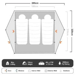Grasshopper Ultralight 3 Hiking Tent 9 Grasshopper Ultralight 3 Hiking Tent -Camelbak Camp Shop 1260906